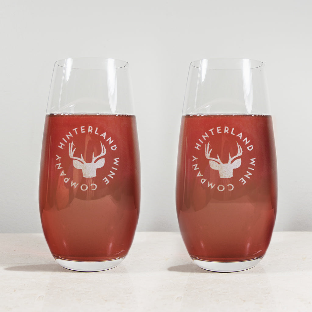 Pair of Etched Riedel 'O' Stemless Flutes